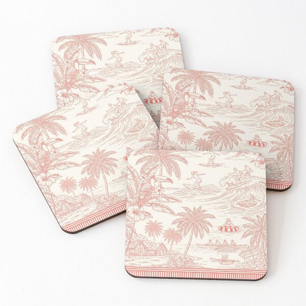 Item preview, Vintage Red Tropical Toile de Jouy - Surf & Beach Pattern designed and sold by TheOneOff.