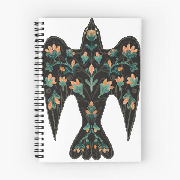 Artikelvorschau, Folklorevögel, Schwalben, orangefarbene Blumen und folkloristische Ornamente entworfen und verkauft von Dormitria.