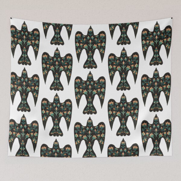 Item preview, Folklore birds, Swallow, Orange Flowers and Folklore Ornaments designed and sold by Dormitria.