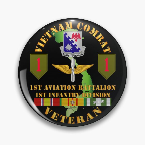 Artikelvorschau, Armee – Vietnam-Kampfveteran – 1. Luftfahrtbataillon – 1. Infanteriedivision SSI entworfen und verkauft von Military Insignia Products.