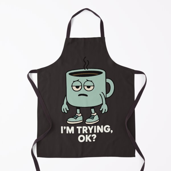 Item preview, I’m Trying OK Coffee Mug | Funny Tired Coffee Cartoon (white text) designed and sold by Moodzu.