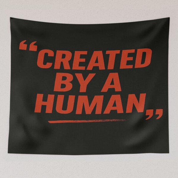 Item preview, CREATED BY A HUMAN Bold Red Quote Design – Anti-AI Statement for Creators, Artists & Designers designed and sold by Bright Nest Studio.