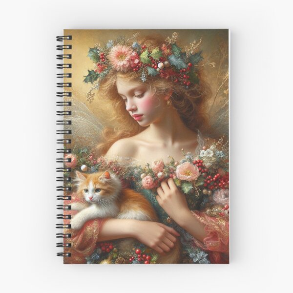 Item preview, Magical Winter Fairy Holding an Orange Kitten - Wearing a Floral Crown designed and sold by Nicole-Cherie.