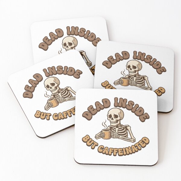Item preview, Dead Inside But Caffeinated Retro Skeleton designed and sold by AeroNomad.