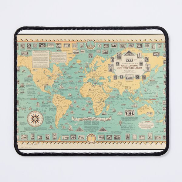Item preview, A Pictorial Stamp Map of Navigation and Exploration 1951 designed and sold by NoisyNosyNancy.