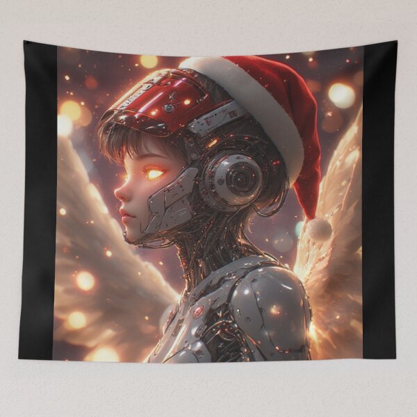 Item preview, Robot girl with Christmas hat - Realistic Anime designed and sold by ArtsJulian.