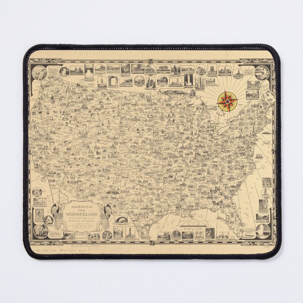 Item preview, America the Wonderland: A Pictorial Map of the United States 1940 designed and sold by NoisyNosyNancy.