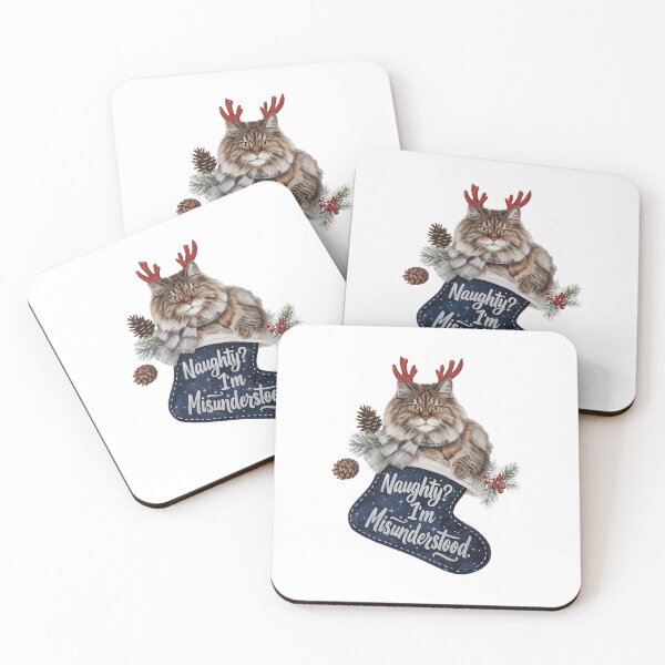 Item preview, Naughty? I’m Misunderstood – Sarcastic Christmas Cat | Ironic Holiday Gift designed and sold by MiszungART.