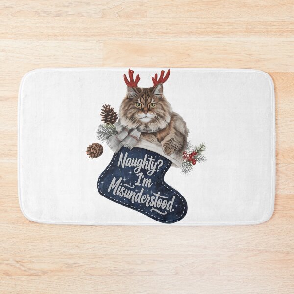 Item preview, Naughty? I’m Misunderstood – Sarcastic Christmas Cat | Ironic Holiday Gift designed and sold by MiszungART.