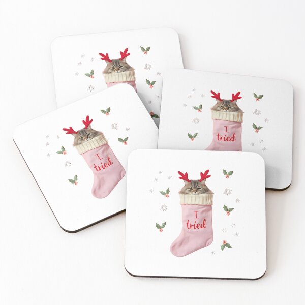 Item preview, I Tried – Funny Christmas Cat | Minimal Sarcastic Holiday Gift designed and sold by MiszungART.