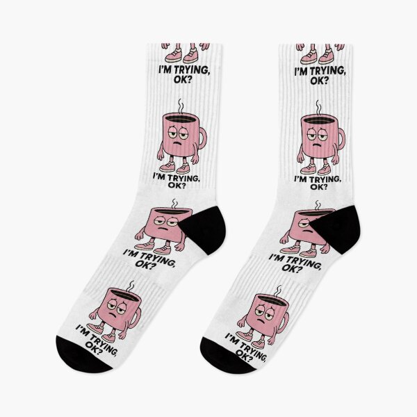 Item preview, I’m Trying OK Coffee Mug | Funny Tired Coffee Cartoon (pink edition)  designed and sold by Moodzu.