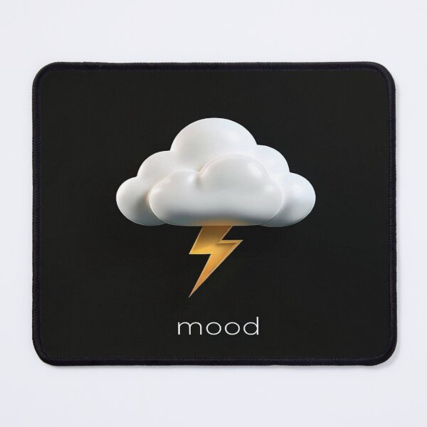 Item preview, Stormy Mood Aesthetic – 3D Cloud with Lightning Bolt on Black | Emotional Weather Art for Apparel designed and sold by Bright Nest Studio.