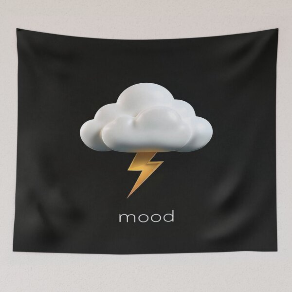 Item preview, Stormy Mood Aesthetic – 3D Cloud with Lightning Bolt on Black | Emotional Weather Art for Apparel designed and sold by Bright Nest Studio.