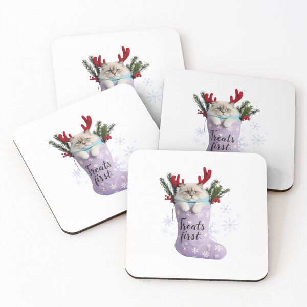 Item preview, Treats First – Funny Christmas Cat | Sarcastic Holiday Gift Idea designed and sold by MiszungART.