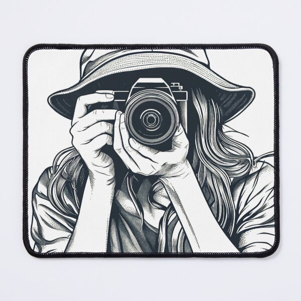 Item preview, Vintage Girl with Camera - Retro Photography Sketch designed and sold by SplashPixel.