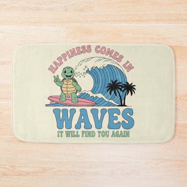 Item preview, Happiness Comes In Waves - Cute Retro Surfing Turtle designed and sold by TheOneOff.