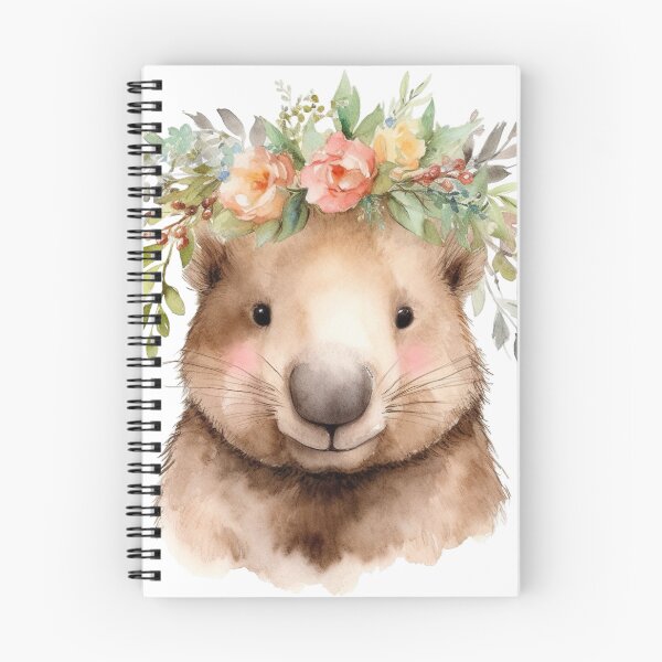 Item preview, Watercolor Floral Wombat | Cute Pastel Woodland Animal Art designed and sold by BlesstB.