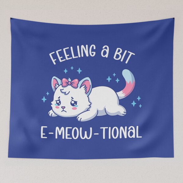 Item preview, Feeling a Bit E-Meow-Tional - Cute Sad Cat Emotional Pun Illustration designed and sold by Brogress Project.