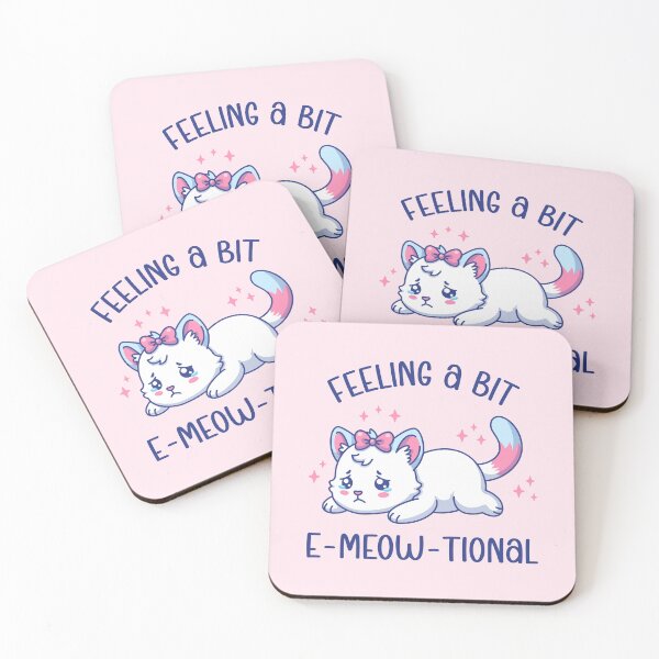 Item preview, Feeling a Bit E-Meow-Tional - Cute Sad Cat Emotional Pun Illustration designed and sold by Brogress Project.
