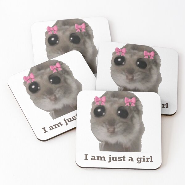 Aperçu de l'œuvre Je suis juste une fille Meme hamster triste créée et vendue par Shresart ✨.