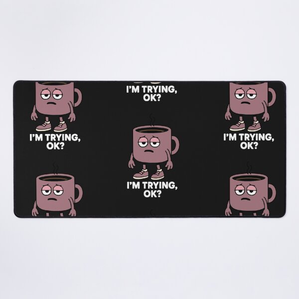Item preview, I’m Trying OK Coffee Mug | Funny Tired Coffee Cartoon (purple) designed and sold by Moodzu.