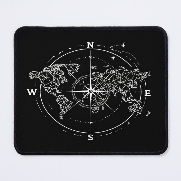 Item preview, Geometric World Map with Compass Rose – Monochrome Travel Art for Explorers, Pilots & Dreamers designed and sold by Bright Nest Studio.