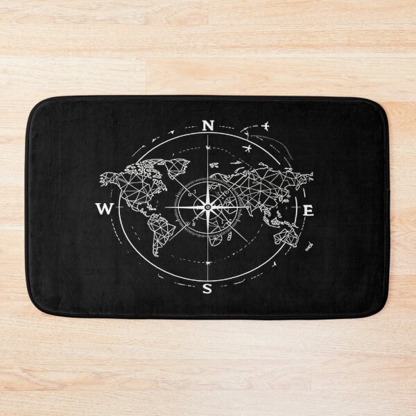 Item preview, Geometric World Map with Compass Rose – Monochrome Travel Art for Explorers, Pilots & Dreamers designed and sold by Bright Nest Studio.