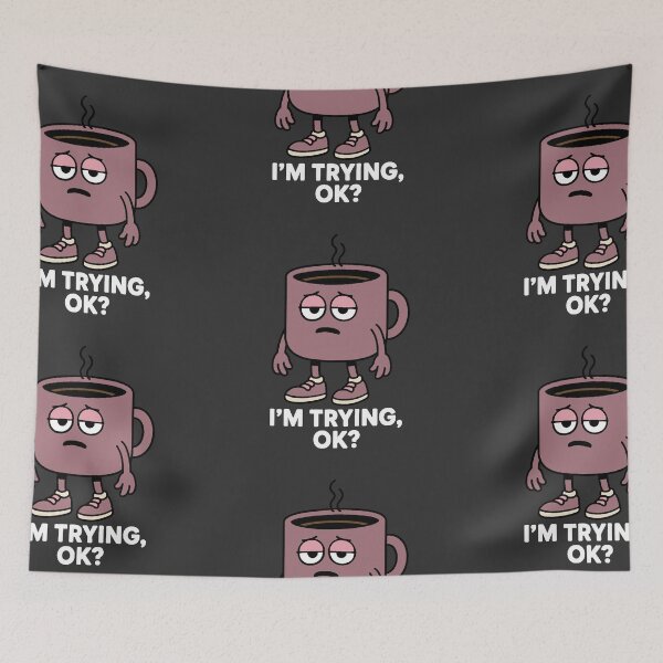 Item preview, I’m Trying OK Coffee Mug | Funny Tired Coffee Cartoon (purple)  designed and sold by Moodzu.