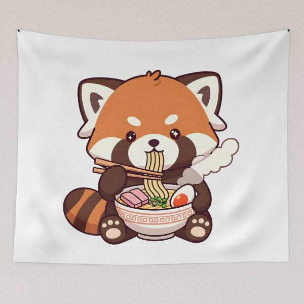 Item preview, Kawaii Red Panda Eating Ramen – Cute Animal Food Art designed and sold by Evian ShopCo.