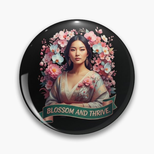 Item preview, Empowering Woman Art: Floral Goddess & Cherry Blossoms with "BLOSSOM AND THRIVE." Slogan designed and sold by BoldBloomArt.