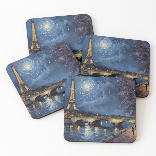 Item preview, Paris Starry Night Eiffel Tower Impressionist designed and sold by RkskArt.