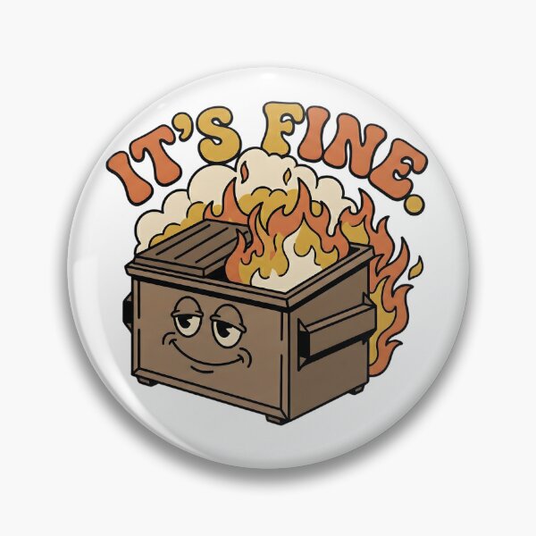 Item preview, It's Fine Retro Dumpster Fire Sticker designed and sold by AeroNomad.