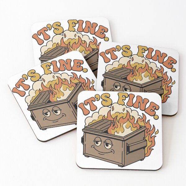 Item preview, It's Fine Retro Dumpster Fire Sticker designed and sold by AeroNomad.