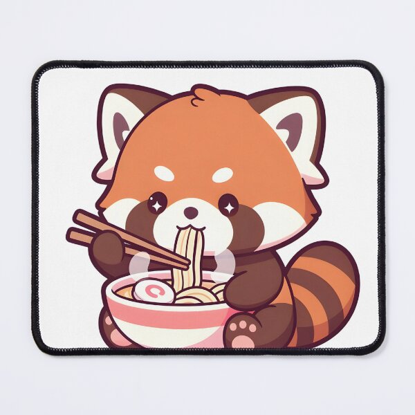 Item preview, Red Panda Eating Ramen – Cute Kawaii Animal Food Art designed and sold by Evian ShopCo.