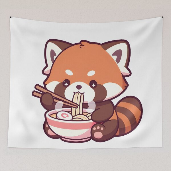 Item preview, Red Panda Eating Ramen – Cute Kawaii Animal Food Art designed and sold by Evian ShopCo.