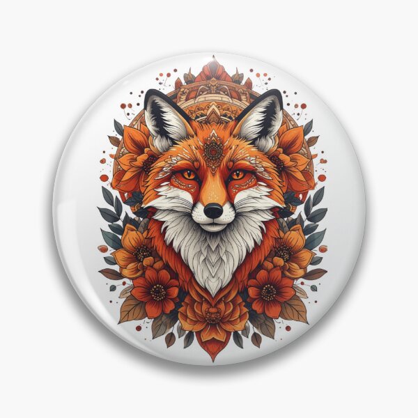 Artikelvorschau, Fuchs-Blumenmandala-Design entworfen und verkauft von AKANKEDESIGN.
