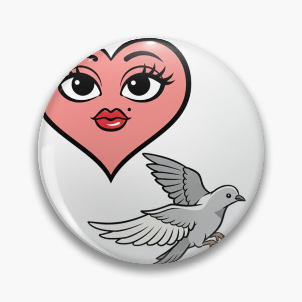 Item preview, Smiling Pink Heart with Flying Bird | Cute & Inspirational Combo Illustration designed and sold by NaevaArt.