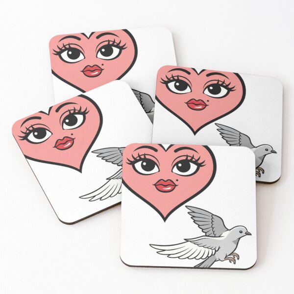 Item preview, Smiling Pink Heart with Flying Bird | Cute & Inspirational Combo Illustration designed and sold by NaevaArt.