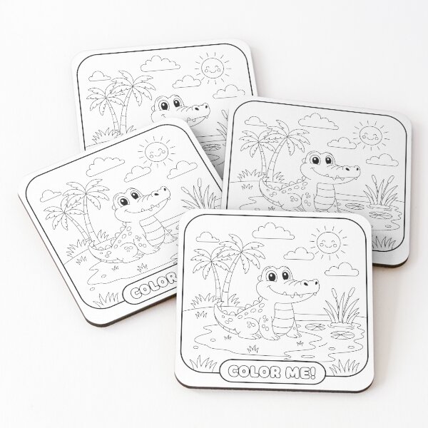 Item preview, Sunny Pond Crocodile: Color Me! designed and sold by HaarlemPinupParadise.