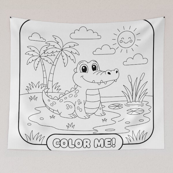 Item preview, Sunny Pond Crocodile: Color Me! designed and sold by HaarlemPinupParadise.