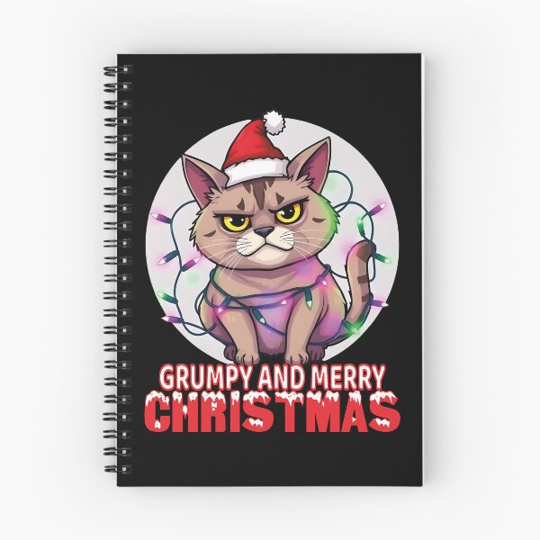Item preview, Grumpy and Merry Christmas Cat T-Shirt | Funny Holiday Kitten in Santa Hat and Lights designed and sold by al21ex.