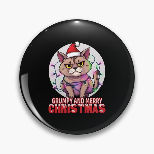 Item preview, Grumpy and Merry Christmas Cat T-Shirt | Funny Holiday Kitten in Santa Hat and Lights designed and sold by al21ex.
