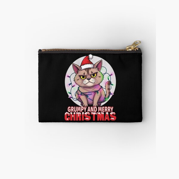 Item preview, Grumpy and Merry Christmas Cat T-Shirt | Funny Holiday Kitten in Santa Hat and Lights designed and sold by al21ex.