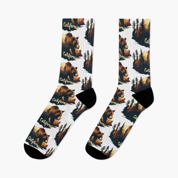 Item preview, California Grizzly Bear Sunset Silhouette – Double Exposure Forest Art designed and sold by DuskLightDesign.