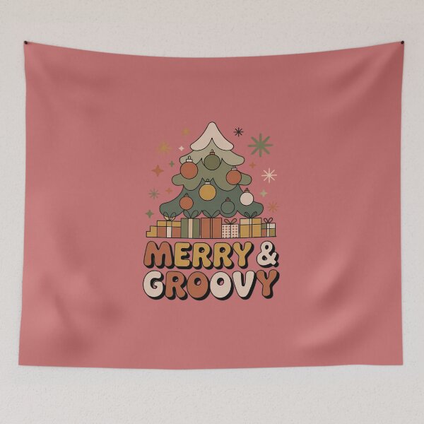 Item preview, "Retro Groovy Christmas Tree Holiday Graphic T-Shirt" designed and sold by InkWeaveShop.
