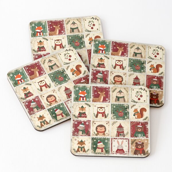 Item preview, Woodland Christmas Animals Vintage Stamp Collection designed and sold by wildexperience.