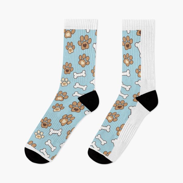 Item preview, Cute Dog Paws & Bones Seamless Pattern on Light Blue Background designed and sold by civotajim.