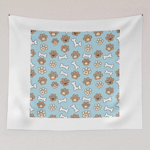 Item preview, Cute Dog Paws & Bones Seamless Pattern on Light Blue Background designed and sold by civotajim.