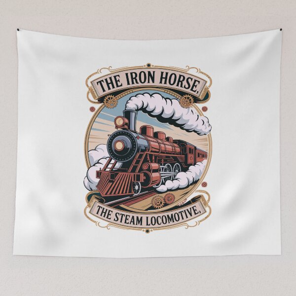 Item preview, Iron Horse Retro Steam Engine Illustration designed and sold by designleon19.