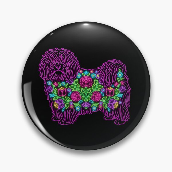 Item preview, Neon Folk Art Puli Dog - Hungarian Floral Embroidery Style designed and sold by AeroNomad.